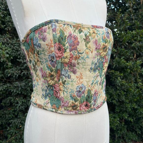 Tic Toc Floral Tapestry Lace Up Corset Women’s Small Cottage - Picture 4 of 10